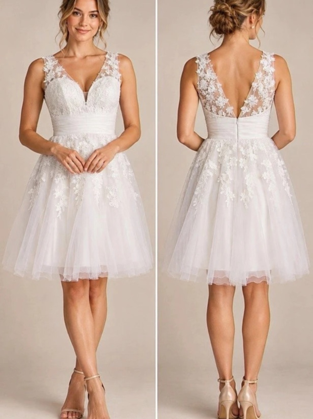 Floral Lace Wedding Dress in White